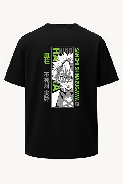 nirvoda Tricou unisex supradimensionat cu imprimeu Sanemi Shinazugawa Demon S...