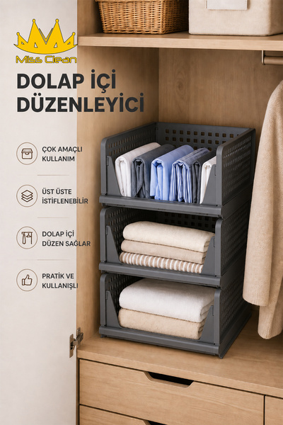 Miss Clean (3 komada) Sivi sistem kliznih polica, organizator za ladice unuta...