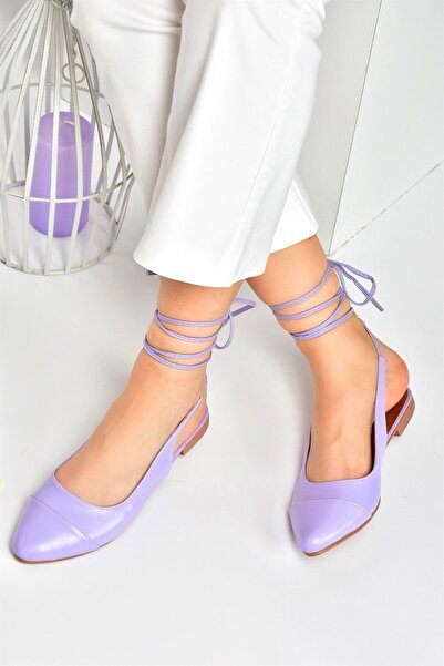Fox Shoes Balerini de damă liliac cu cravată la gleznă M726890209