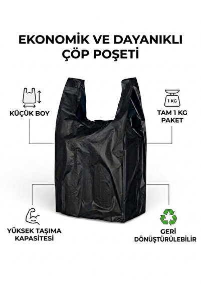 livaambalaj Siyah Atlet Market, Manav, Çöp 1. Kalite Küçük Boy Poşet 1 Kg
