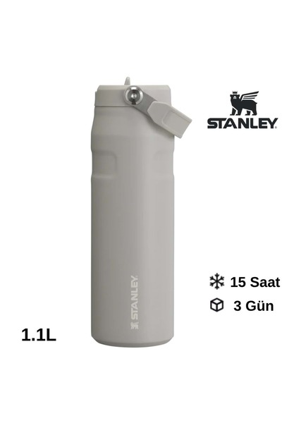Stanley The Iceflow Flip Straw Thermos Cup with Straw 1.1 Lt Flask Gray