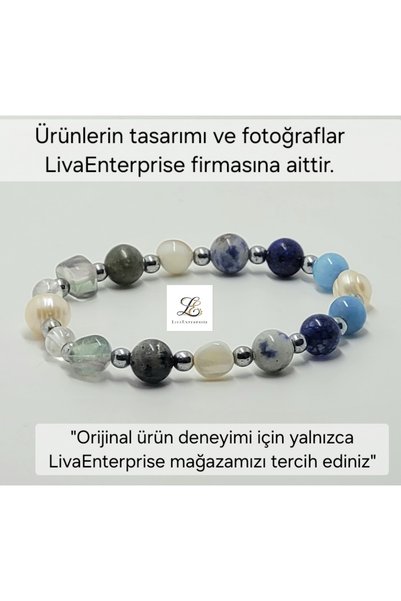LivaEnterprise Doğaltaş Bileklik Vertigo gümüş