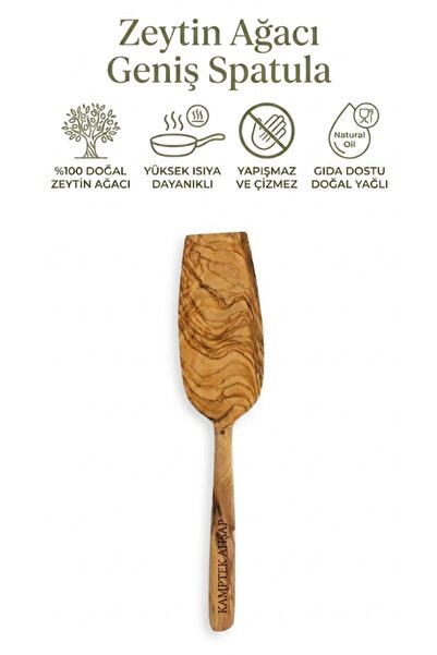 kamptek kamp teknolojisi Kamptek Wooden Natural Olive Wood Large Wide Spatula...
