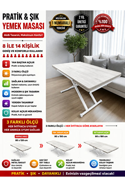 SEHPAM AKILLI Yan Baştan Açılır Akıllı Yemek Masası Oval Mdf Tabla Alt Mekani...