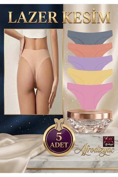 Afrodizyac 5'li Lazer Kesim Dikişsiz İz Yapmaz Extra Yumuşak Ve Extra Esnek Slip