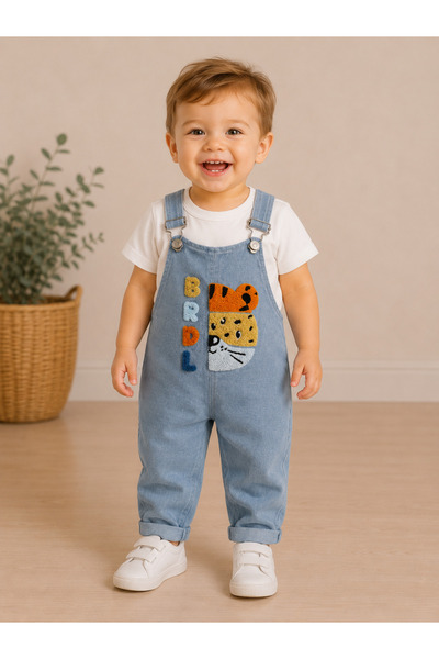 Baby Buu 2 RENKLİ NAKIŞLI %100 PAMUK KISA KOL TİŞÖRTLÜ SALOPET