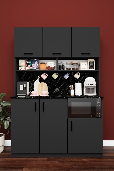 asratrend Modern Kahve Köşesi Dolabı %100 MDF Çok Amaçlı Erzak Depolama Dolab...