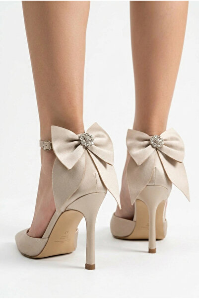 Redoxy Women's Stoned Bow Detailed Ankle Strap Stiletto Pointed Toe Thin Heel...