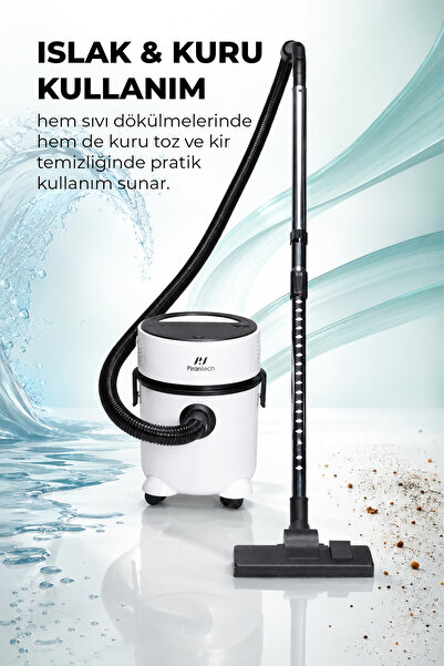 PiranTech ES-07 Panda Islak & Kuru Elektrikli Süpürge | 1000W Güçlü Motor | HEPA Filtreli | Toz Torbasız