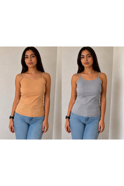 intimo Kadın Ribana Atlet 2’li Paket Esnek İp Askılı Atlet