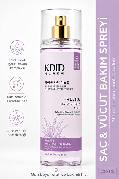 kdid Fresha Saç ve Vücut Spreyi 200 ml | Panthenol, İpek Proteini ve Niasinam...