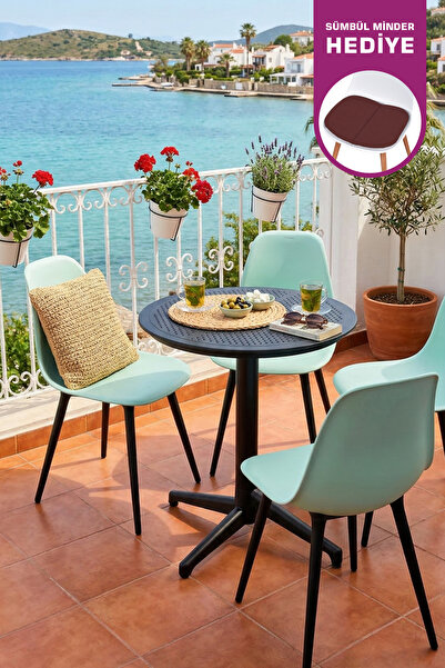 VİLİNZE Tilia Plastik Bahçe Balkon Bistro Seti Katlanır Masa 60*60 cm (1+4 Set)