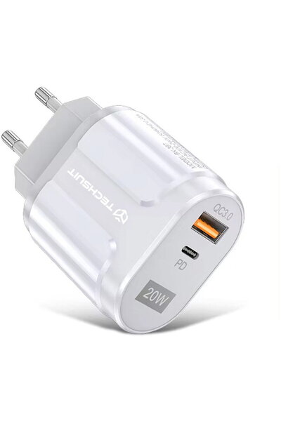 Techsuit CHPD038 USB, USB Tip-C 20W Alb