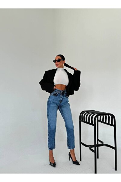 HerTon High Waist Standard Fit Ripped Window Pane Cotton Jean Pants