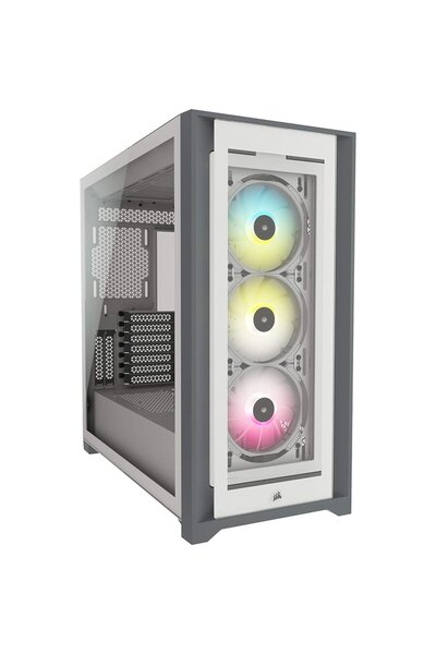 Corsair iCUE 5000X RGB TG wh ATX, carcasă tip tower