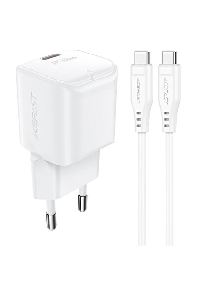 Acefast A73 Mini 20W GaN, Power Delivery, cu cablu USB-C, alb