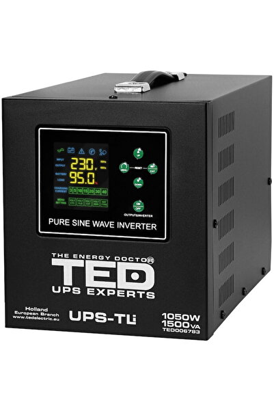 TED Electric UPS 1500VA/1050W с удължена продължителност на работа, LiFePO4, ...