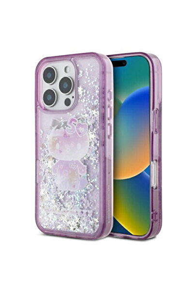 Hello Kitty Husă pentru iPhone 16 Pro - Hardcase cu sclipici lichid, ediție A...