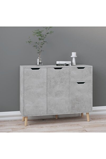Concept Servantă, gri beton, 90x30x72 cm, PAL