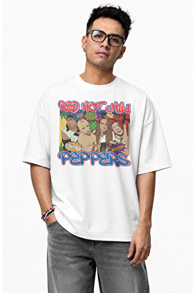 Fuddy Moda Unisex Red Hot Chili Peppers γραπτό μπλουζάκι, μπλουζάκι με στάμπα...