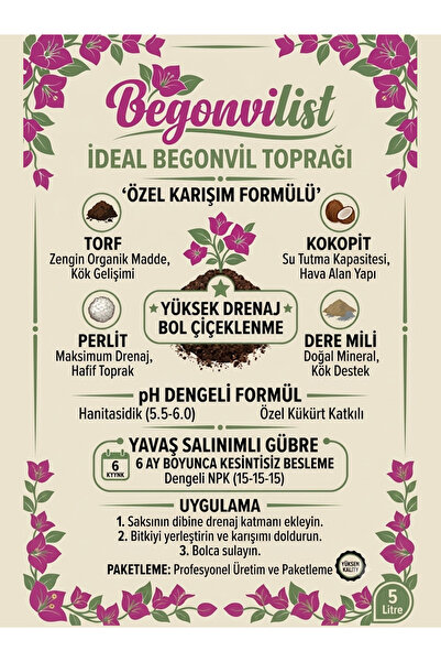 Begonvilist Profesyonel Begonvil Toprağı 5 Litre