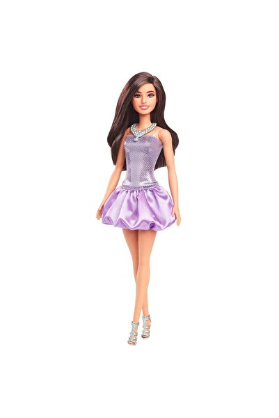 Barbie Mor Metalik Elbiseli Büyüleyici Parti Bebeği HYT92