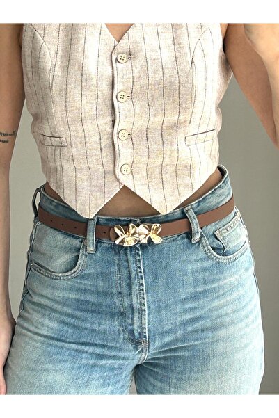 LİA KEMER Mesa Floral Patterned Gold Buckle Jacket Belt, Dress Belt, Trouser ...