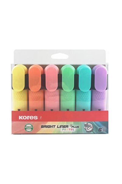 kores Set de 6 markere pastelate High Liner Plus, vârf daltă 01–04 mm, cernea...