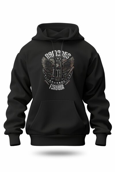 buzagi tasarım ürünleri Ramones Digital Print Hooded Unisex Sweatshirt