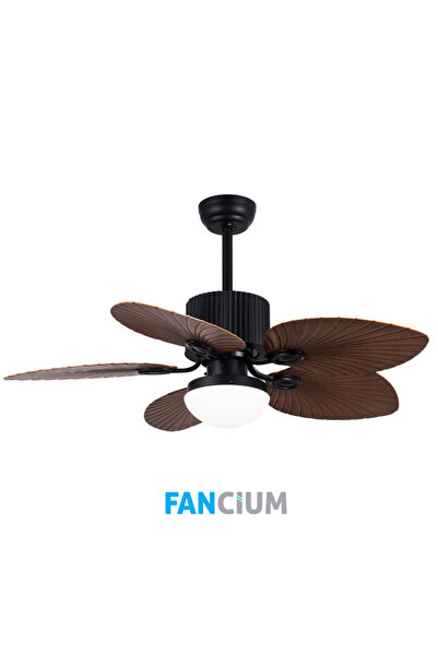 FANCİUM Led Aydınlatmalı Uzaktan Kumandalı 5 Kanatlı Kahverengi Tavan Vantila...