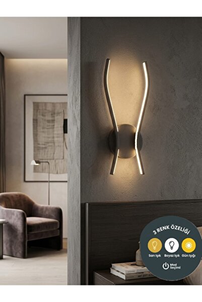 Lzy Avize Store World Cup 3 Color Led Modern Black Sconce - 40 cm Decorative ...