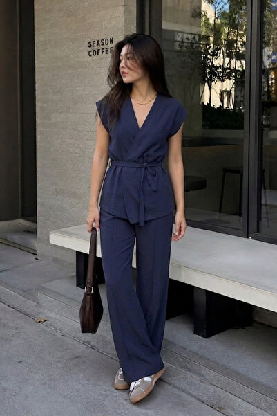 Seeh Navy Blue Basic Vest Trousers Suit Sh241