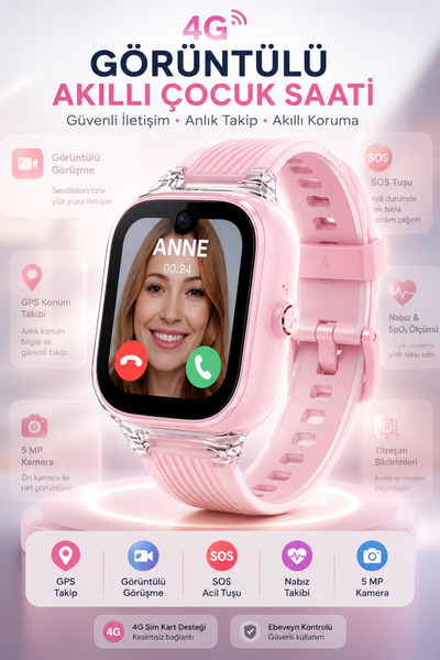 Onkatech GPS Sim kartlı Görüntülü görüşme özellikli Akıllı Çocuk Saati