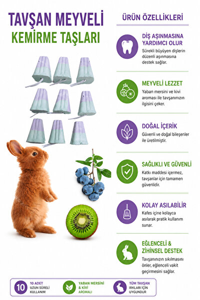 ozzipetshop Sağlıklı Diş Gelişimi Için Çift Lezzetli Tavşan Kemirme Taşları 1...