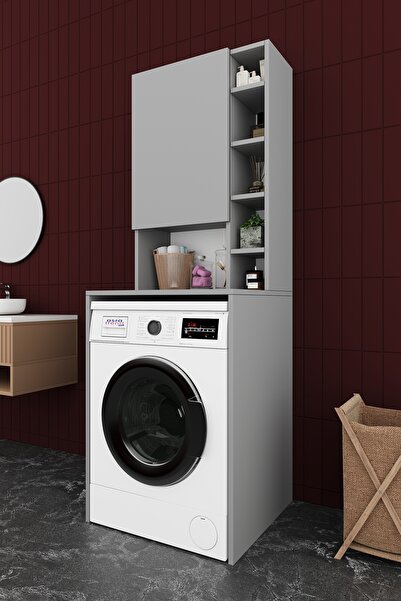 asratrend Asra Trend MDF Çamaşır Makinesi Üstü Banyo Dolabı - Kapaklı Depolam...