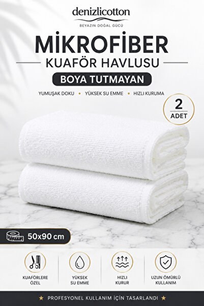 denizlicotton Kuaförlere Özel Boya Tutmayan Mikrofiber Saç Havlusu 50x90 cm 2...