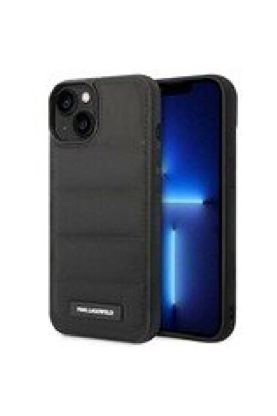 Karl Lagerfeld Phone case for iPhone 14, Quilted Puffy Metal Logo, Eco-leathe...