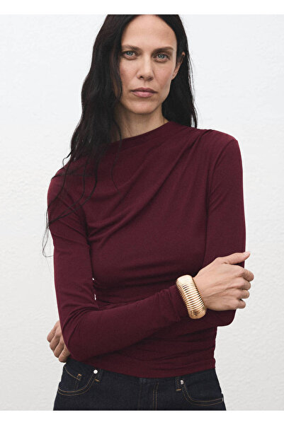 MANGO Woman Tricou slim cu drapaj