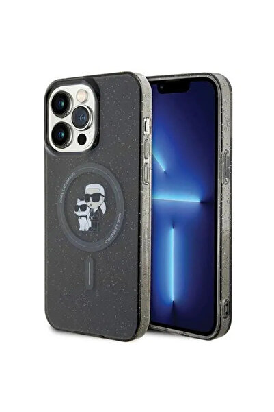Karl Lagerfeld Karl&Choupette Glitter MagSafe case for iPhone 15 Pro Max - black