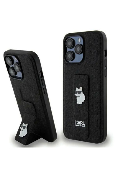 Karl Lagerfeld Gripstand Saffiano Choupette Husă cu suport pentru iPhone 13 P...