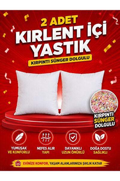 Rosella Barucci Kare Kırlent İçi 2 Adet Sünger Kırpıntı Dolgulu İç Yastık 42x...