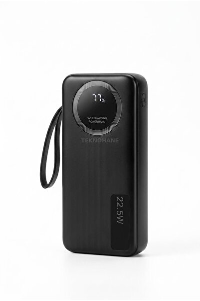 TEKNOHANE 30000 Mah Kendinden Kablolu Led Fener Kamp 22.5 Watt Süper Hızlı Powerbank Iphone Ve Android Uyumlu