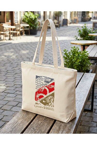 buzagi tasarım ürünleri Game of Thrones Zippered Lined Gusseted Canvas Bag 35...