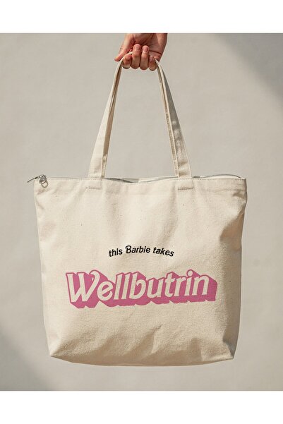 buzagi tasarım ürünleri This Barbie Zippered Lined Gusseted Canvas Bag 35 X 4...