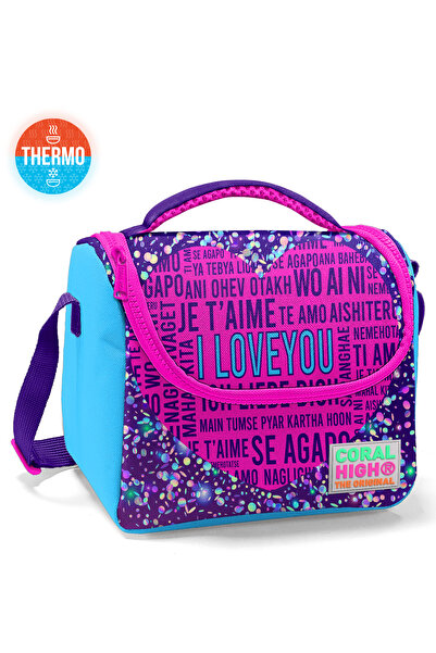Coral High Cutie de prânz termică cu model inimă roz violet pentru copii 11740