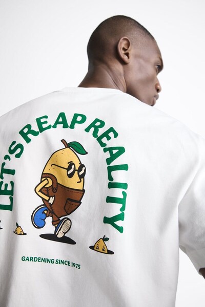 The Champ Clothing Bisiklet Yaka Petit Jardinier Baskılı Oversize Beyaz Erkek...