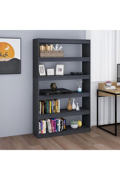 Concept Bibliotecă/Separator cameră, gri 100x30x167,5 cm lemn masiv pin