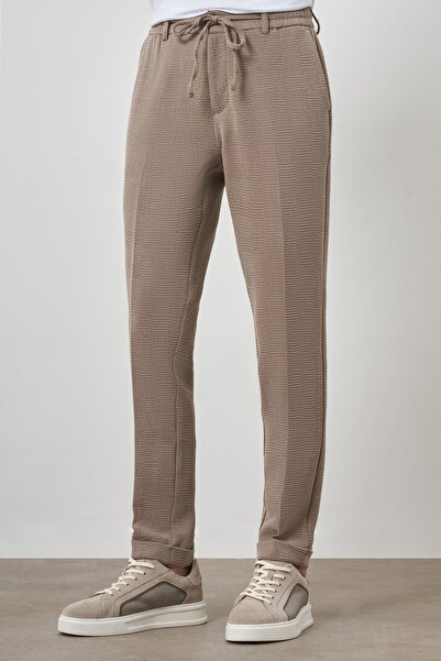 Morven Pantaloni de jogger cu șnur slim fit pentru bărbați, bej