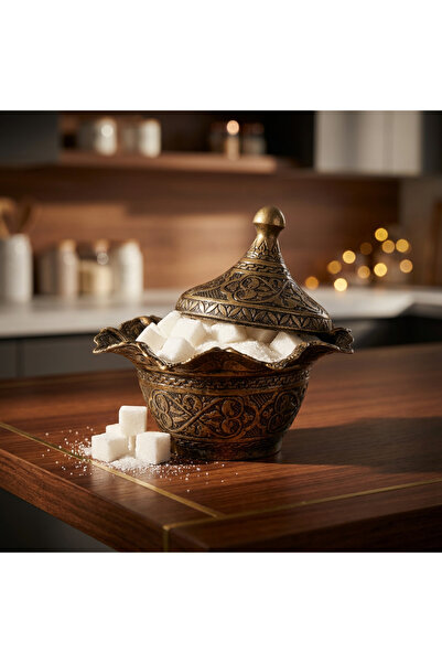 Generic Chic Ottoman-Style Copper Sugar Pot with Lid – Magical Bronze Color, ...