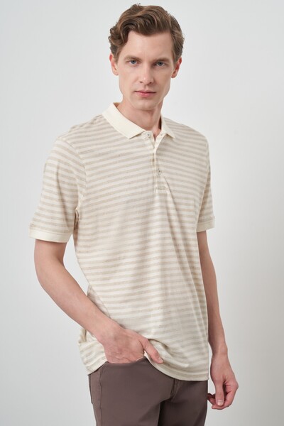 Morven Tricou pentru bărbați, bej, cu guler polo